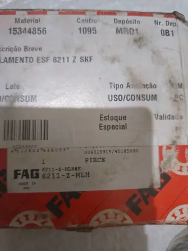 Rolamento 6211z fag novo sem uso