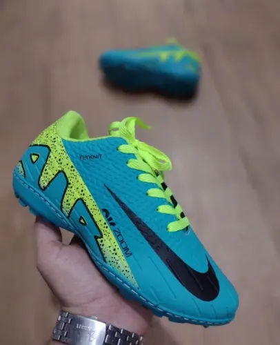 Chuteira Society Nike Zoom Flyknit - Azul e Verde