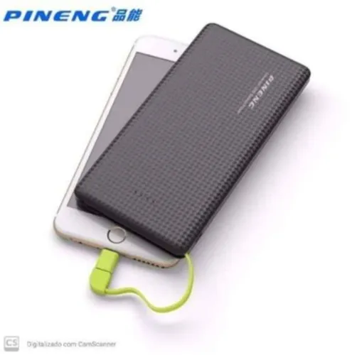 Carregador portátil pineng 5v 1.2A de 10.000 mAh com adaptador para iPhone 5, 6 e 7