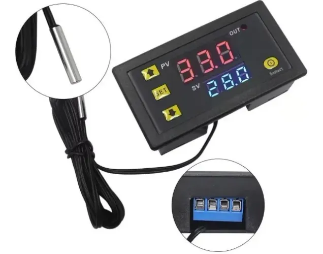 Controlador Digital De Temperatura 12V  W3230 Termostato Com Sensor Ntc A Prova COD-AM323 