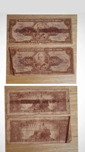 Cédulas antigas brasileiras de 20 cruzeiros