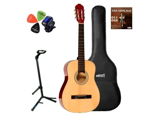 Violão Completo + Acessórios + Brinde - Suporte, Afinador, Capa, Palheta, Encordoamento