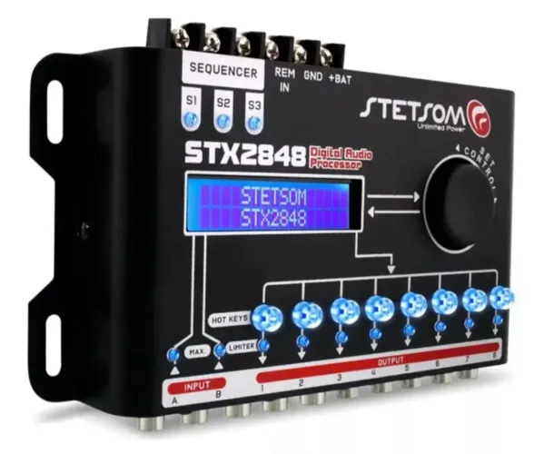 Processador de áudio Stetsom 2848 ( 8 vias para som automotivo)