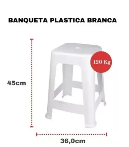 Banco Banqueta Plástica Mor 120Kg Branca
