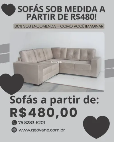 Sofás sob medida, 100% sob encomenda, do jeito que você imaginar! Diversos modelos e cores