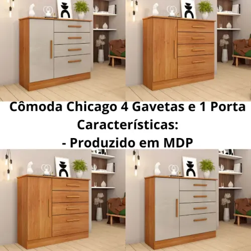 Cômoda Chicago 4 Gavetas e 1 Porta RF