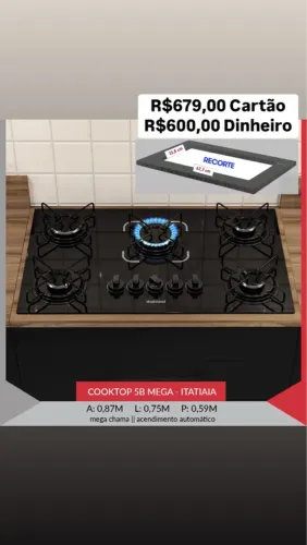 Fogão Cooktop 5 Bocas