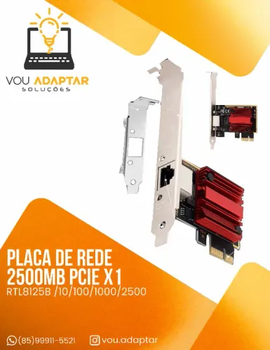 Placa De Rede 2.5Gbps Realtek Lan Rj45 Pcie X1 Gigabit Placa mãe