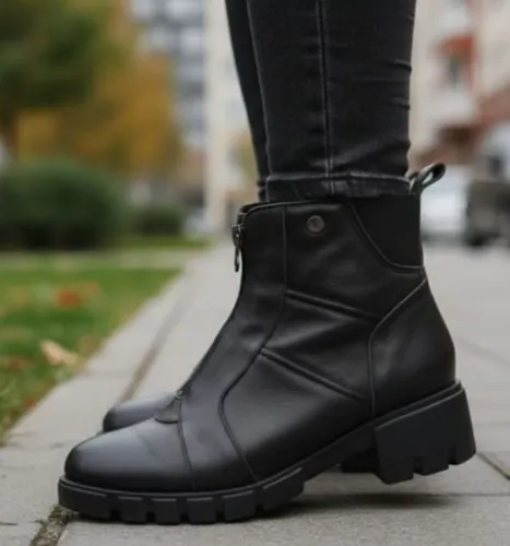 Botas de Couro legítimo Feminina Preta n°39