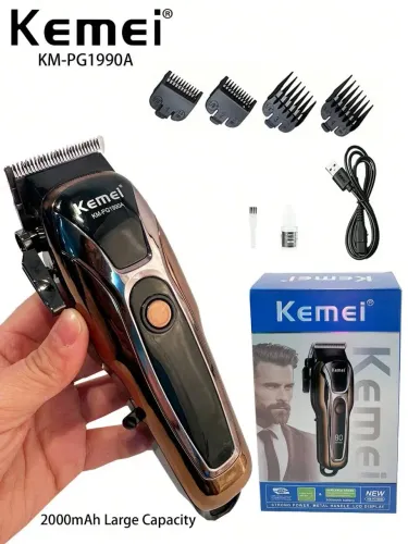 Máquina de Cortar Cabelo Kemei KM-PG1990A com Bateria de Longa Duração