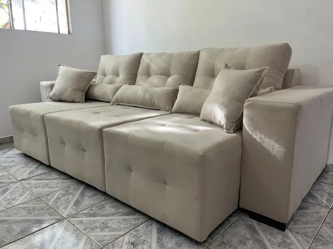 SOFÁ RETRÁTIL 2.50M, FÁBRICAÇÃO PRÓPRIA.