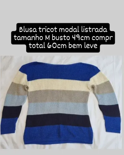 Blusa tricot modal listrada tamanho M