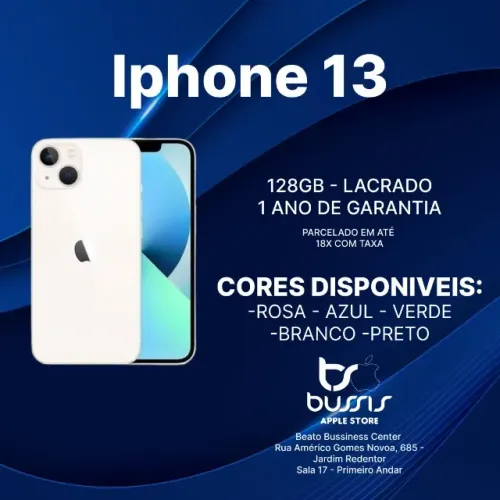 Iphone 13 128 Gb Branco | Lacrado Novo | Loja Fisica