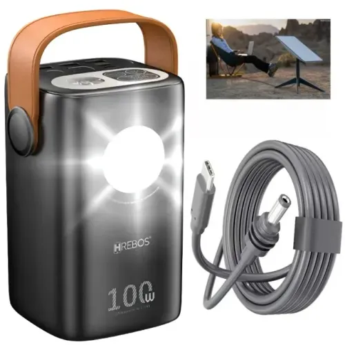 kit Powerbank Hrebos 60000mah 100w para Starlink Mini + Cabo 2 Metros usb C para DC