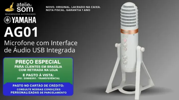 Yamaha AG01 Microfone com Interface de áudio USB integrada Novo Gar 1 ano