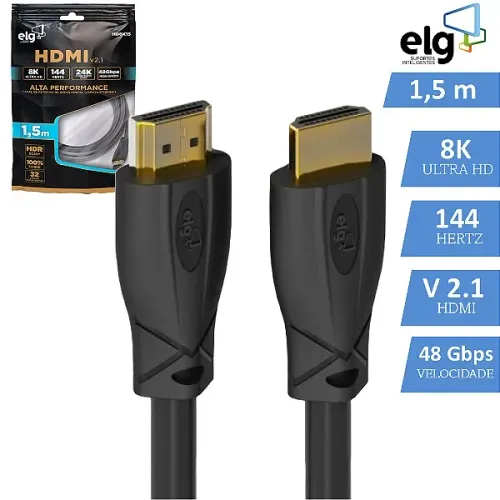 Cabo HDMI de 1.5 Metros, Versão 2.1, Ultra HD 8K 144Hz - ELG em São Luís ma