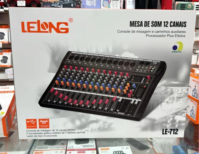 Mesa de Som 12 Canais Lelong LE-712
