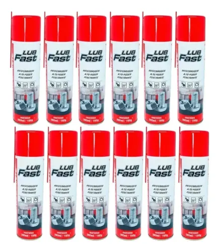 kit com 12 unidades Lubfast Óleo Desengripante 300ml Antiferrugem Carros Caminhonetes