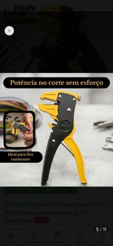 Alicate para descascar e encurtar fios e cabos