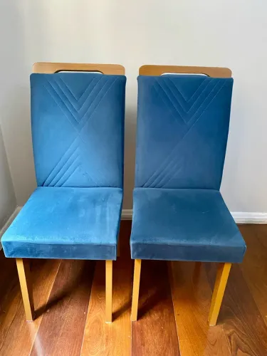 Par cadeiras sala jantar azul