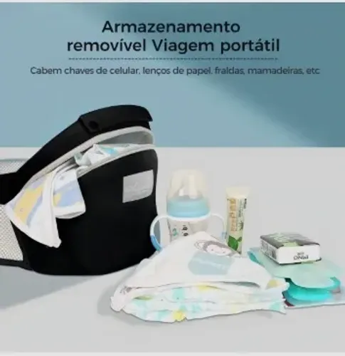 Bolsa Canguru Ergonômico Bebê 3 Em 1 Hygge Moments Cor Preto