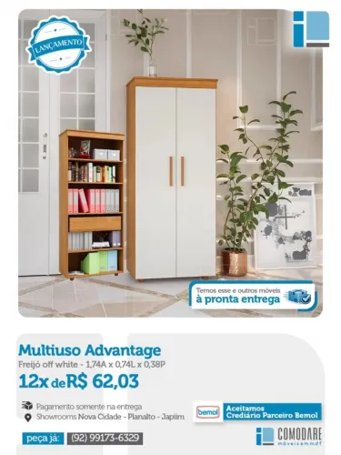 Armário Multiuso Advantage 2 Portas | Organizador para Escritório, Quarto e Lavanderia