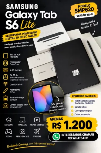 ? Vendo Samsung Galaxy Tab S6 Lite (SM-P620) 64 GB de memória