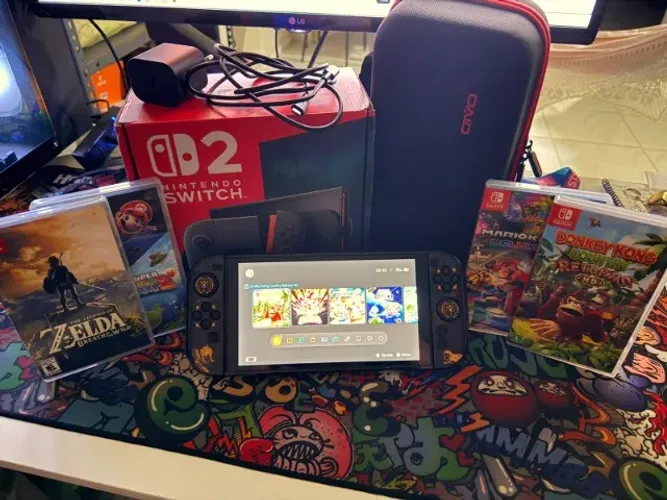 Nintendo Switch 2 + 4 Jogos Físicos + Caixa + Bolsa | Ainda na Garantia