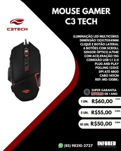 Mouse Gamer C3 Tech MG-130BK