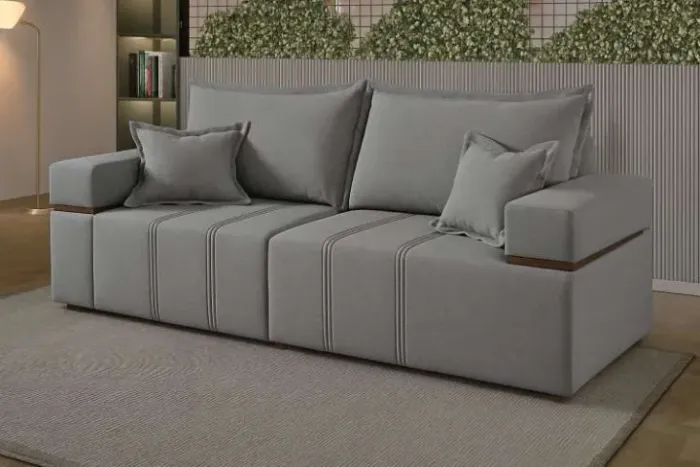 Sofá Box Alegre (Sofá na Caixa)  2,00m  Linho  Produto Novo - Pronta Entrega