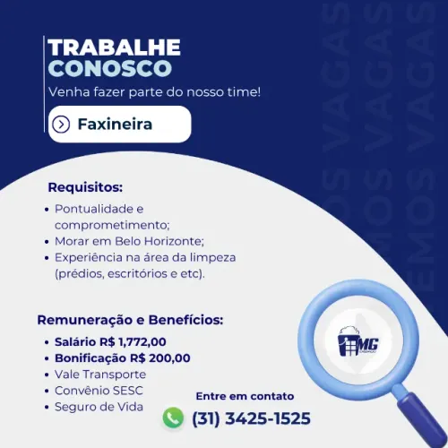 Vaga para Faxineira em Belo Horizonte