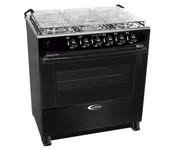 Fogão 5 Bocas Clarice Delicato Plus Preta, com Mesa de Inox