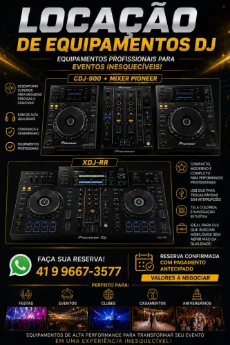 Locação de equipamentos para festas e eventos.