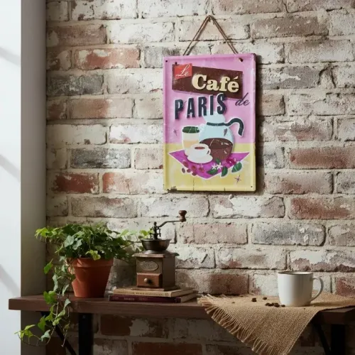 ? PLACA DECORATIVA DE METAL VINTAGE PARIS  EM ALTO RELEVO ?Medidas: 30x40cm (LxA)