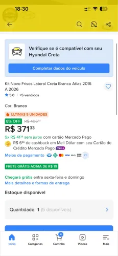 Kit friso lateral para o Creta 