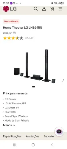 Home Theater LG LHB645N Bluetooth 1000Rms