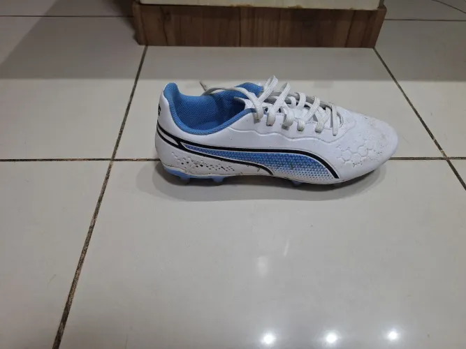 Chuteira puma king club braca + azul