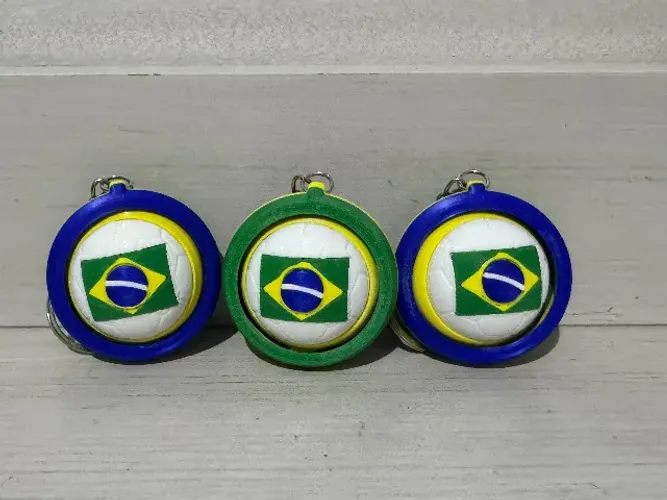 Kit 3 Chaveiros Bola Giratória Brasil Copa Do Mundo Mundial Verde amarelo