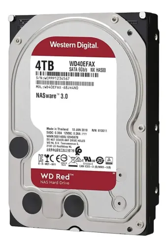 HD Western Digital WD Red WD40EFAX 4TB vermelho