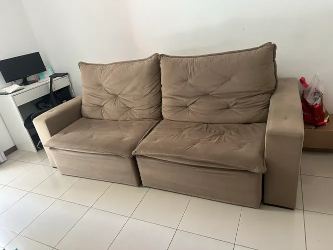 Sofá Retrátil e Reclinável Suede 2.45m