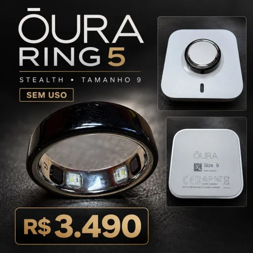 Oura Ring 5 Tamanho 9 - Sem Uso - Completo com Carregador