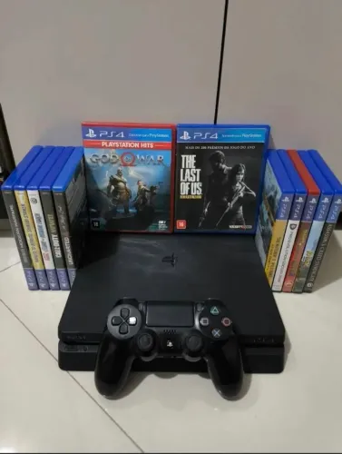 PS4 slim 1 controle +12 jogos