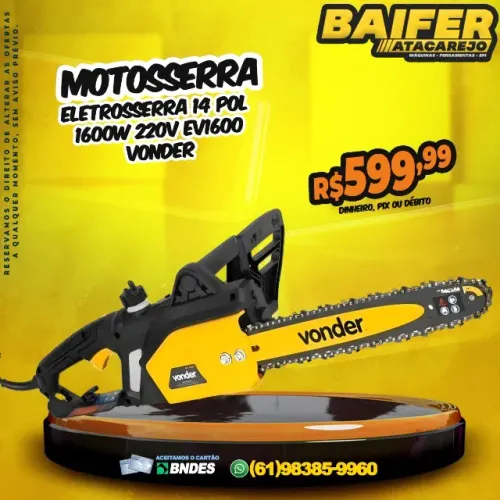 Motosserra Eletrosserra 14 Pol 1600w 220v EV1600 Vonder
