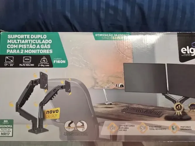 Suporte Ergonômico Duplo para Monitor com Pistão a Gás