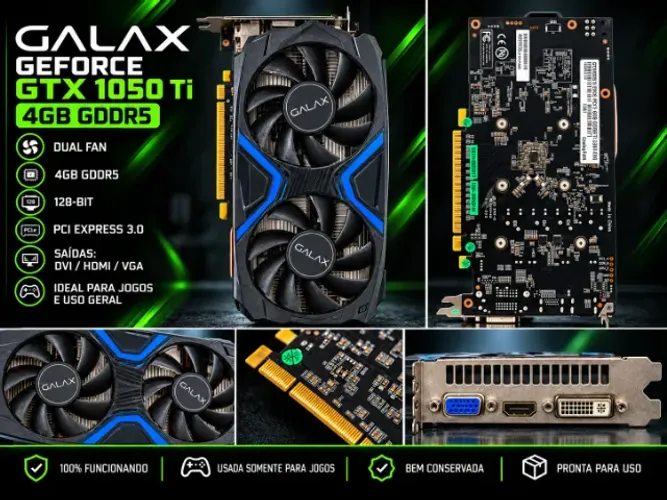 Placa de Vídeo GALAX GTX 1050 Ti EXOC 4GB GDDR5 128-bit