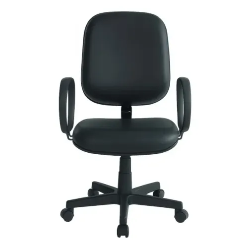 Cadeira Diretor Giratória Em Corino Preto Com Braços Conforto Executivo Premium 30201