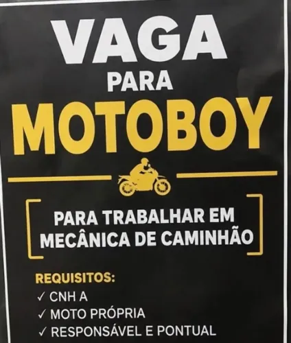 Vaga de motoboy para contrato imediato em São Bernardo! Leia.