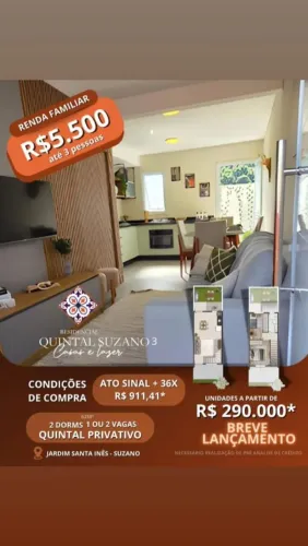 Casas 2 Dorms, quintal e garagem Quintal Suzano