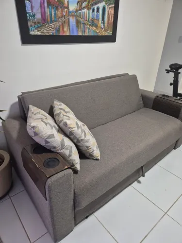 Sofá cama cinza escuro nunca usado