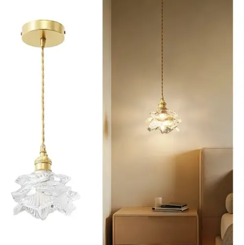 Lustre Pendente Vidro Dourado Quarto Cabeceira Cozinha Sala
